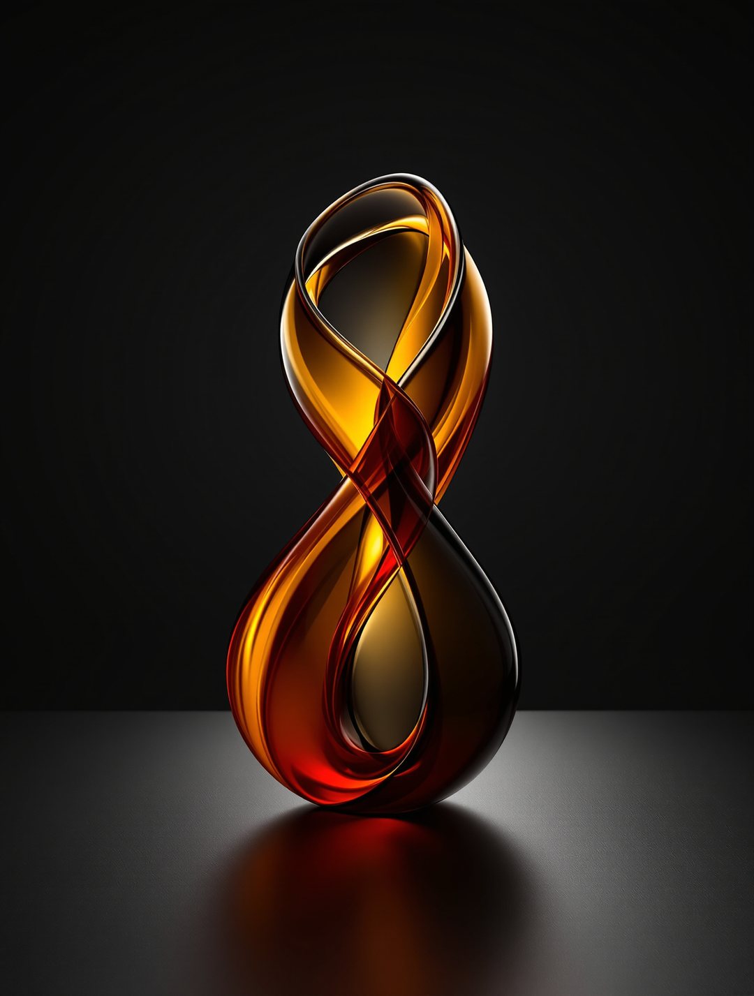 Undertow — a sculptural twist of amber glass caught mid-fold