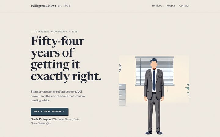 PELLINGTON & HOWE — an accountancy firm — concept page